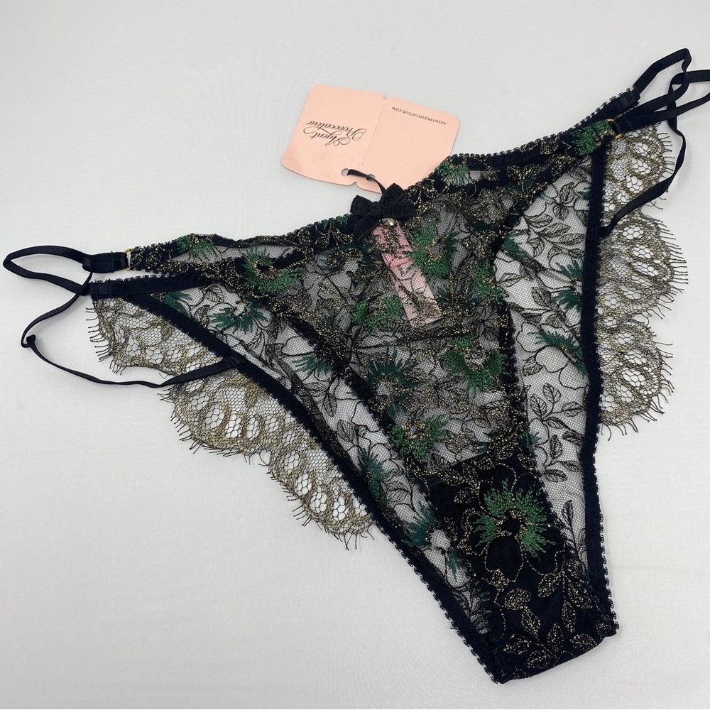 Agent Provocateur Castalia Black Green Gold Brief AP5 Extra Large NWT
